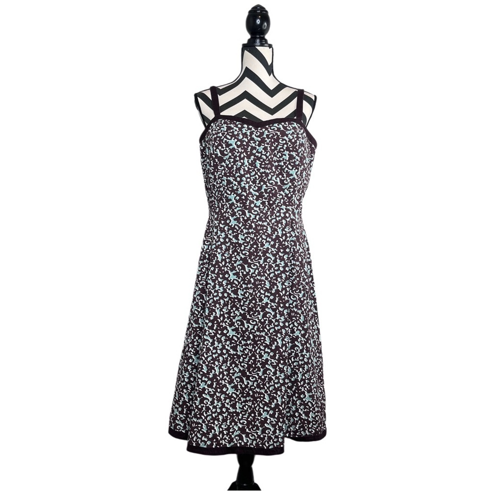 Dress Barn Sz 16 Y2K Boho Chic Teal Brown Babydoll Dress